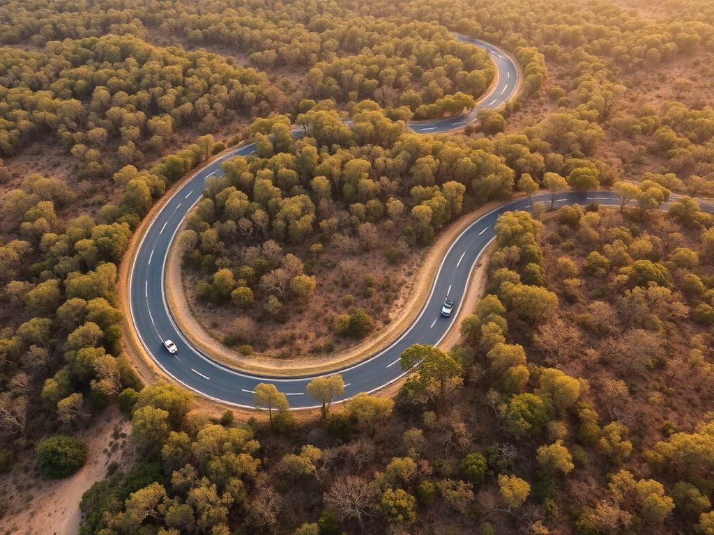 Aerial view of road intersection